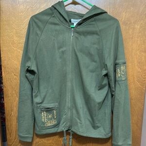 Green Hooded Zip-Up Jacket